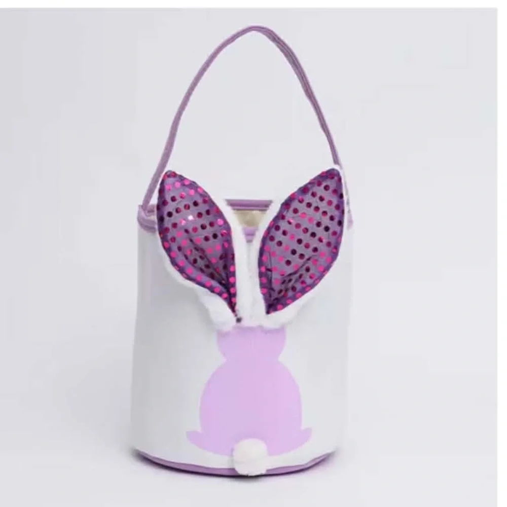 Set of 3 Easter Bunny Tote Bags with LED light up ears Green, Blue, and Purple